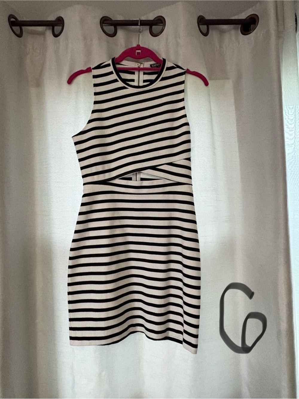 Express Black & White Striped Cutout Mini Dress